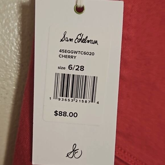 NWT Sam Edelman The Stilleto High Rise Cutoff Shorts in Cherry Sz 6 - Picture 7 of 8